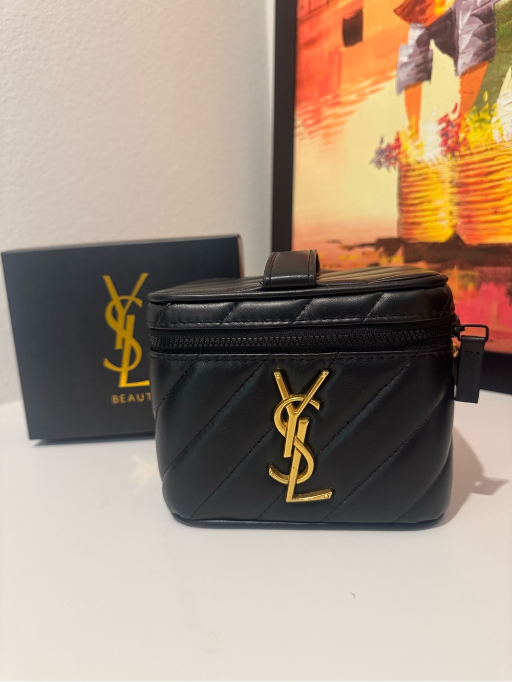 Yves Saint Laurent Beauty Black Quilted cosmetic bag with free bronzer